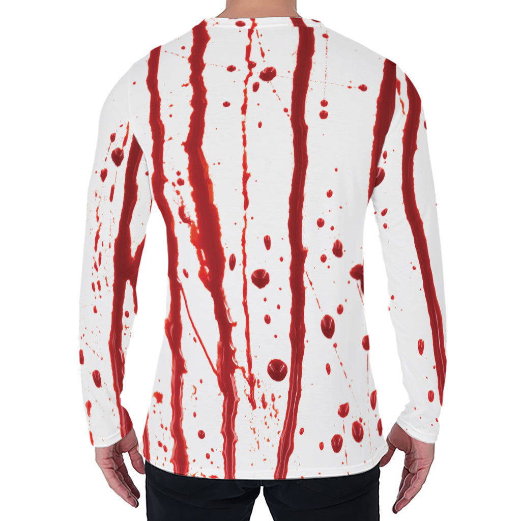 Flowing Red Blood Print Men's Long Sleeve T-Shirt