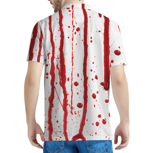 Flowing Red Blood Print Men's Polo Shirt