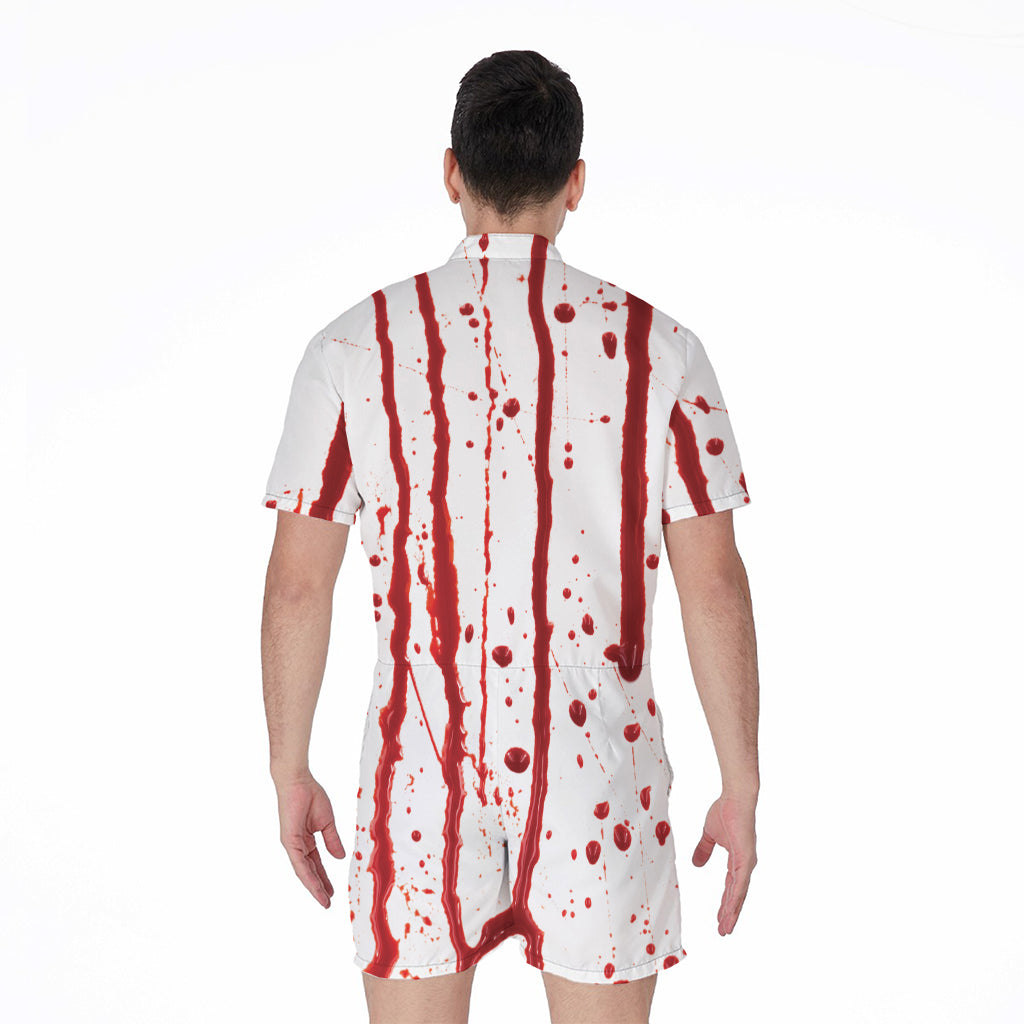 Flowing Red Blood Print Men's Rompers