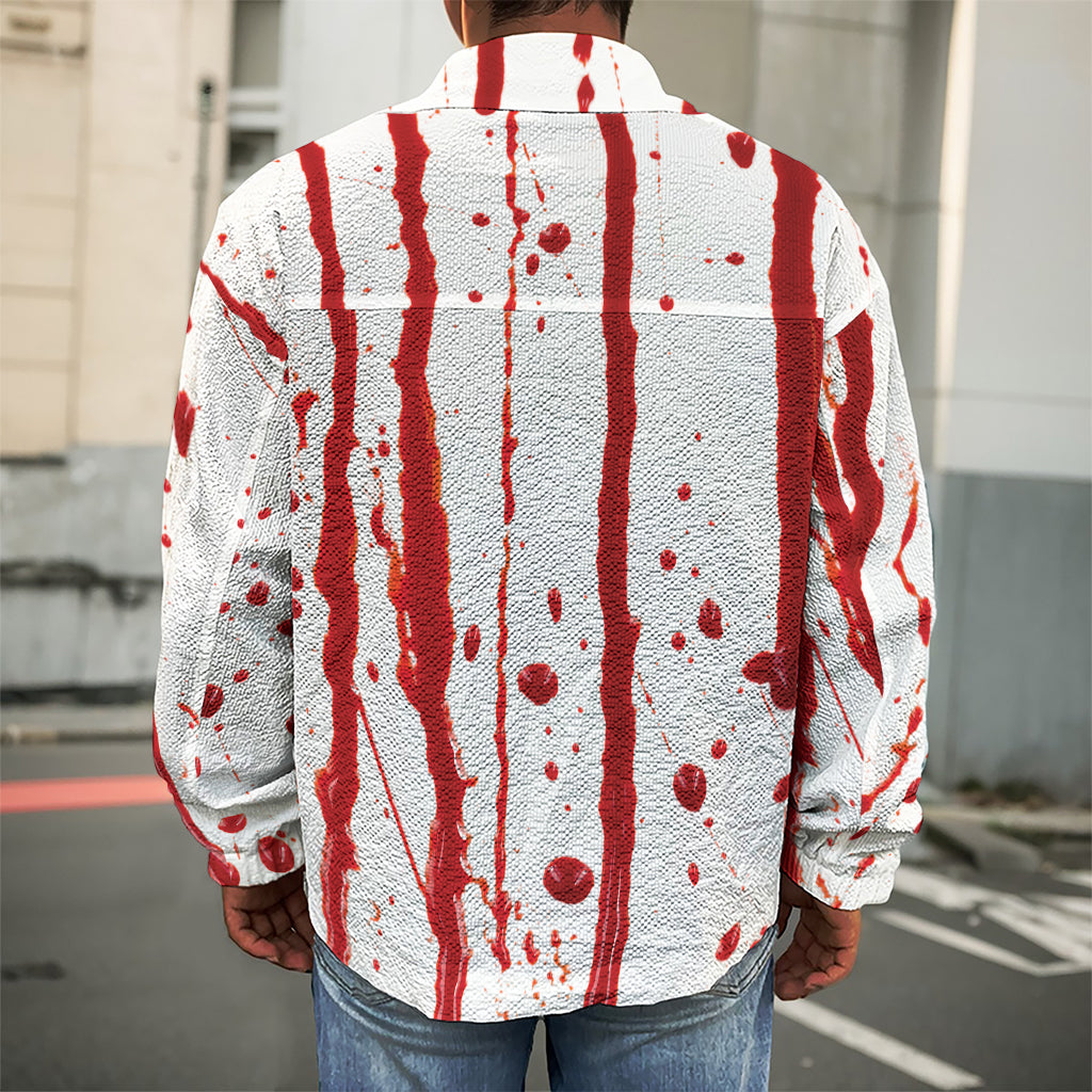 Flowing Red Blood Print Men's Shirt Jacket