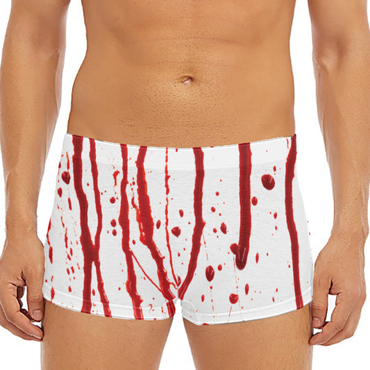 Flowing Red Blood Print Men's Short Boxer Briefs