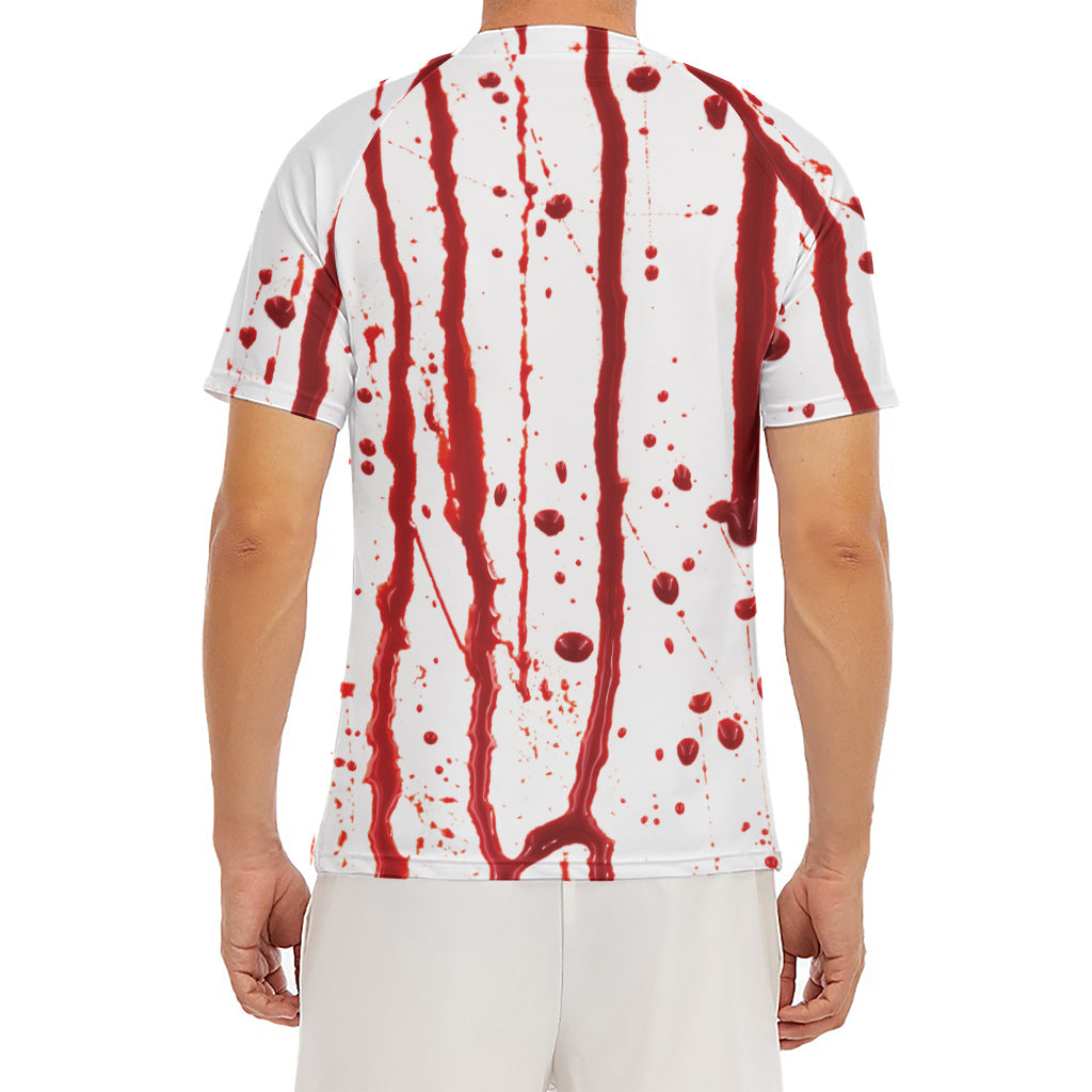 Flowing Red Blood Print Men's Short Sleeve Rash Guard