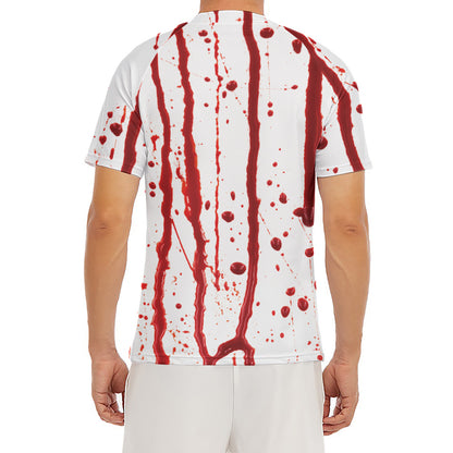 Flowing Red Blood Print Men's Short Sleeve Rash Guard