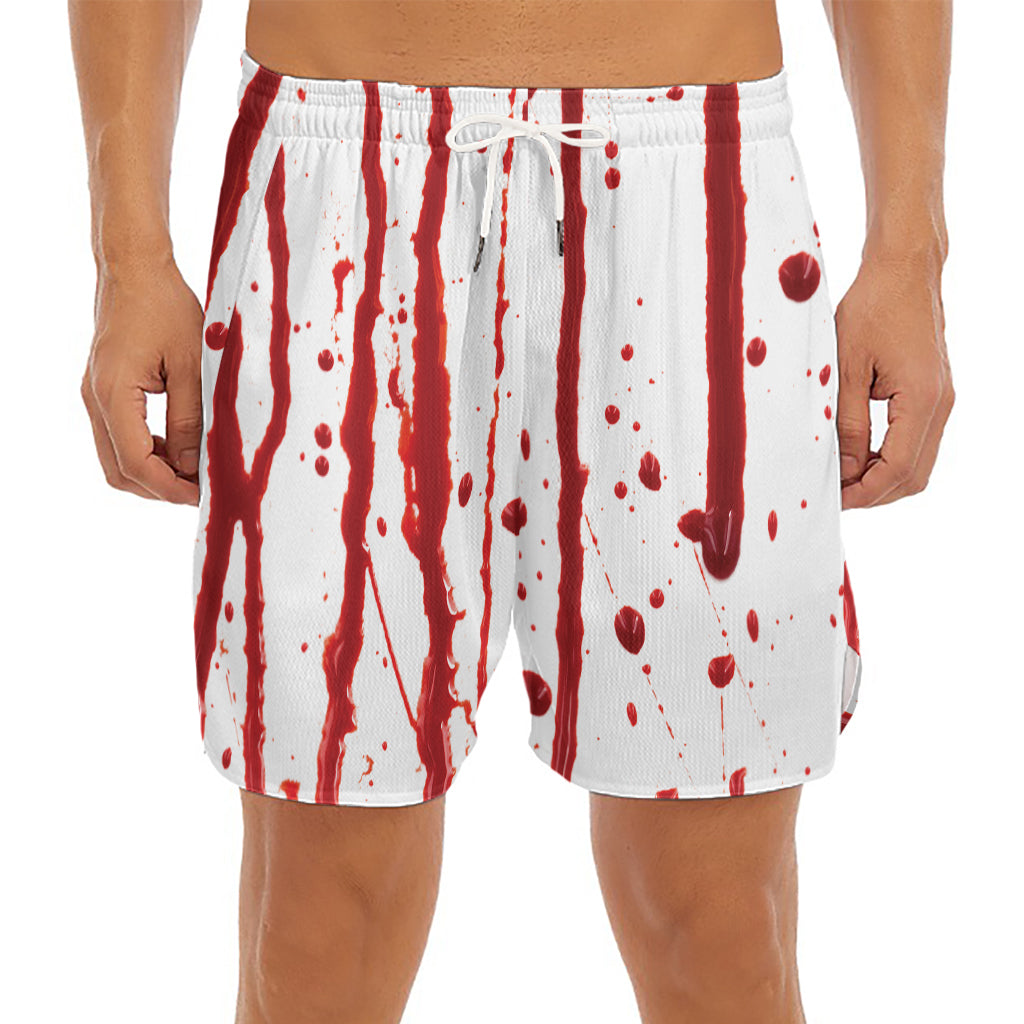 Flowing Red Blood Print Men's Split Running Shorts
