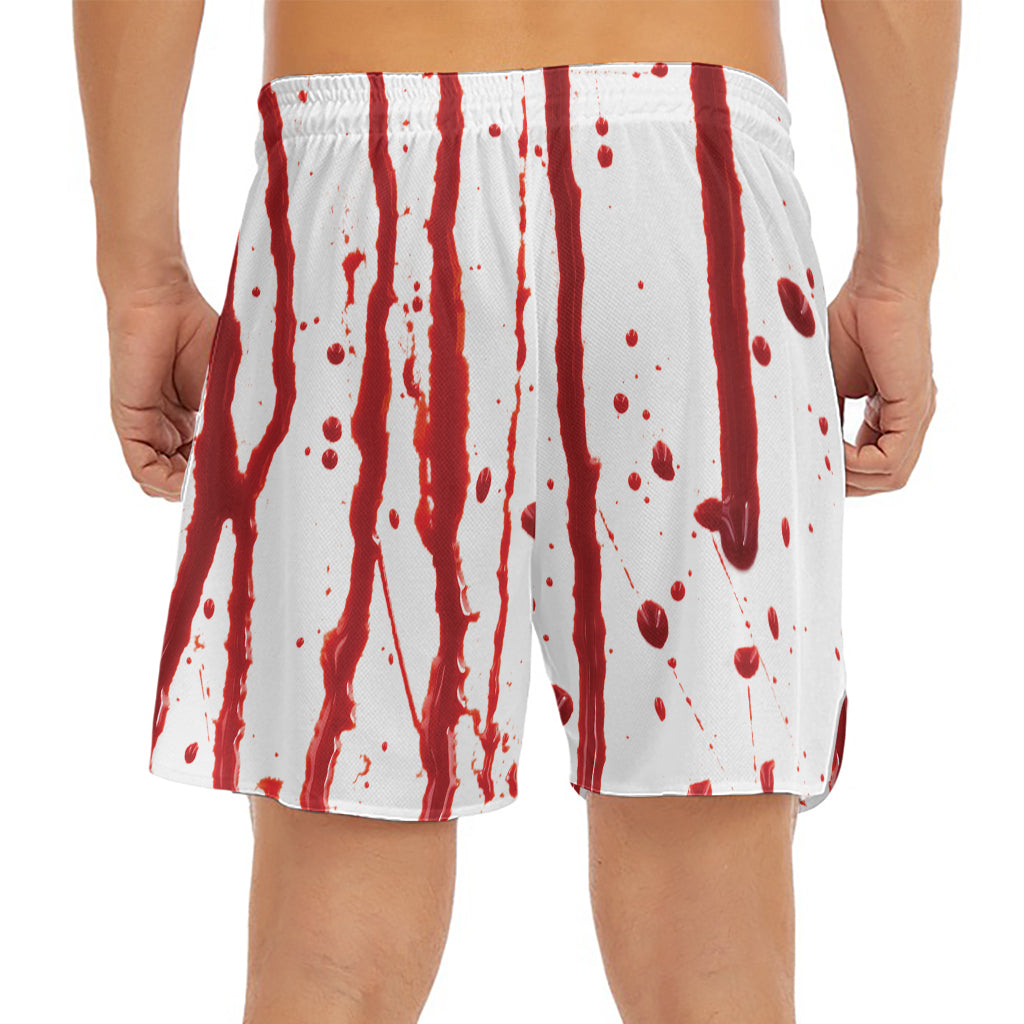 Flowing Red Blood Print Men's Split Running Shorts