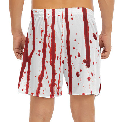 Flowing Red Blood Print Men's Split Running Shorts