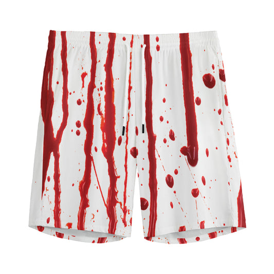 Flowing Red Blood Print Men's Sports Shorts