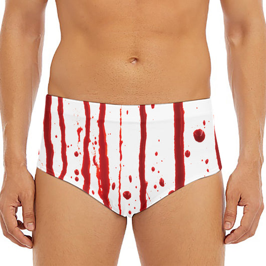 Flowing Red Blood Print Men's Triangle Swim Briefs