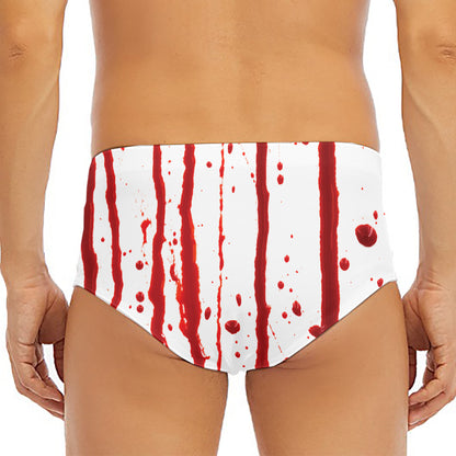 Flowing Red Blood Print Men's Triangle Swim Briefs