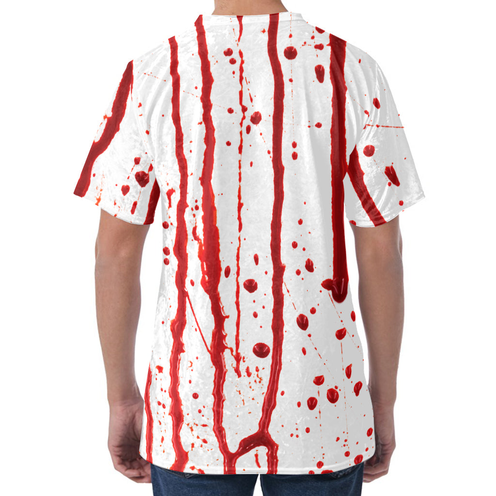 Flowing Red Blood Print Men's Velvet T-Shirt