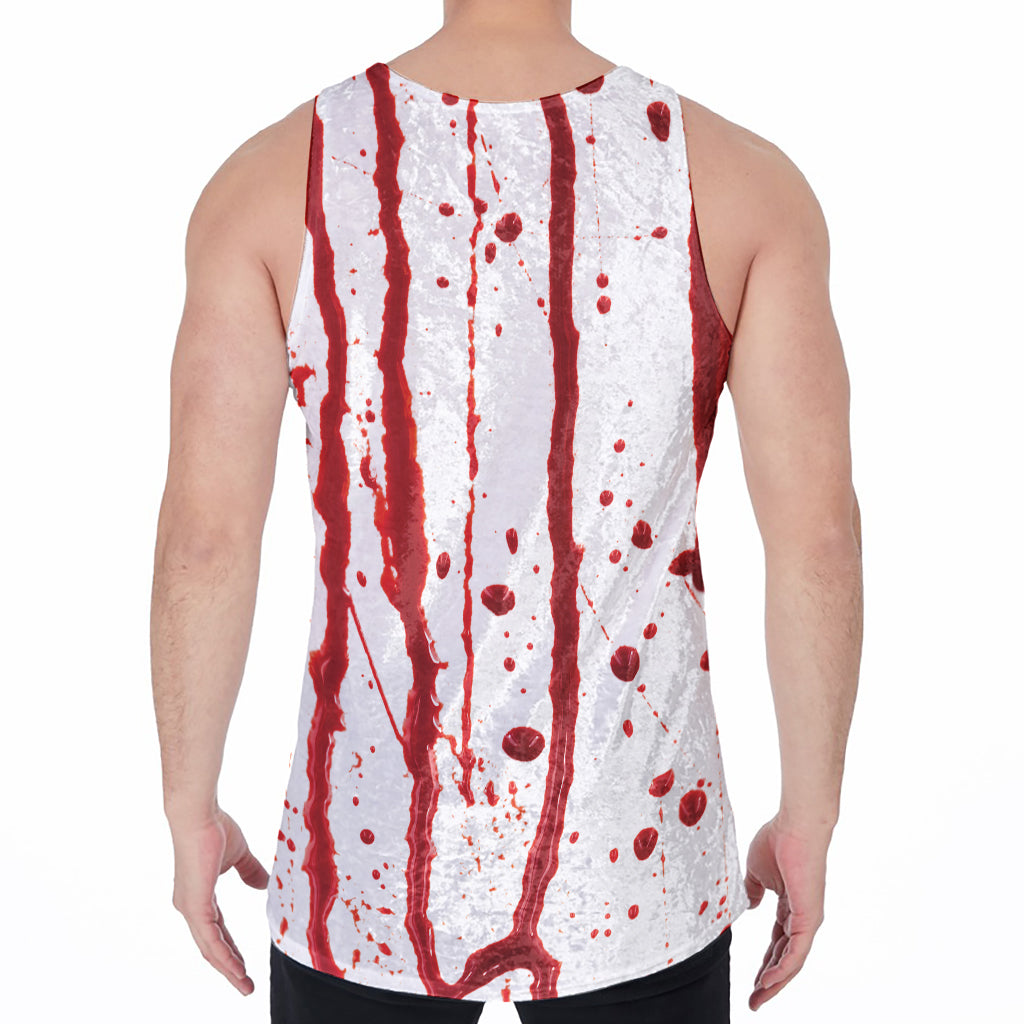 Flowing Red Blood Print Men's Velvet Tank Top