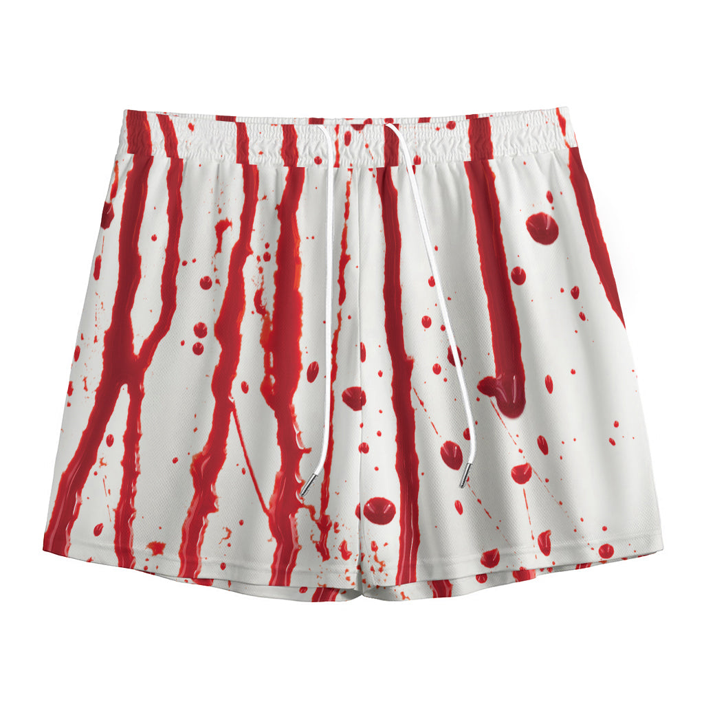 Flowing Red Blood Print Mesh Shorts