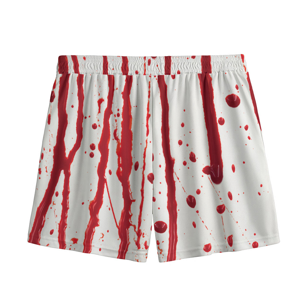 Flowing Red Blood Print Mesh Shorts