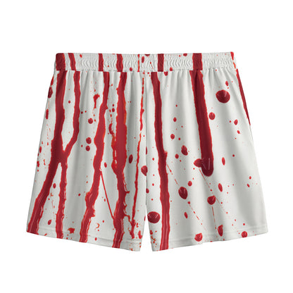 Flowing Red Blood Print Mesh Shorts