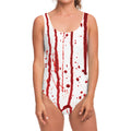 Flowing Red Blood Print One Piece Swimsuit