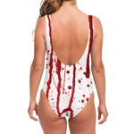 Flowing Red Blood Print One Piece Swimsuit