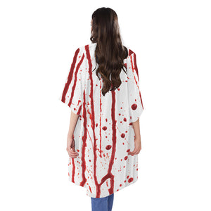 Flowing Red Blood Print Open Front Beach Cover Up