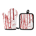 Flowing Red Blood Print Oven Mitt And Pot Holder Set