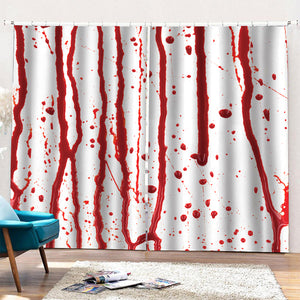 Flowing Red Blood Print Pencil Pleat Curtains