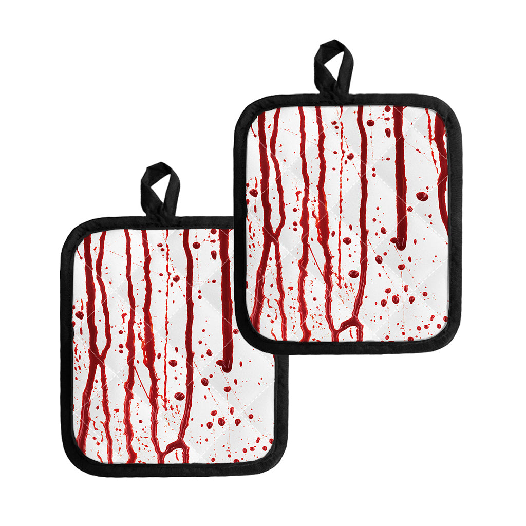 Flowing Red Blood Print Pot Holders