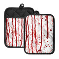 Flowing Red Blood Print Pot Holders With Pocket