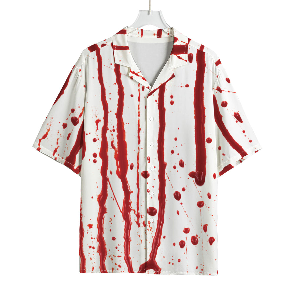 Flowing Red Blood Print Rayon Hawaiian Shirt