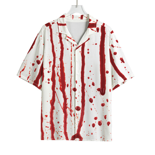 Flowing Red Blood Print Rayon Hawaiian Shirt