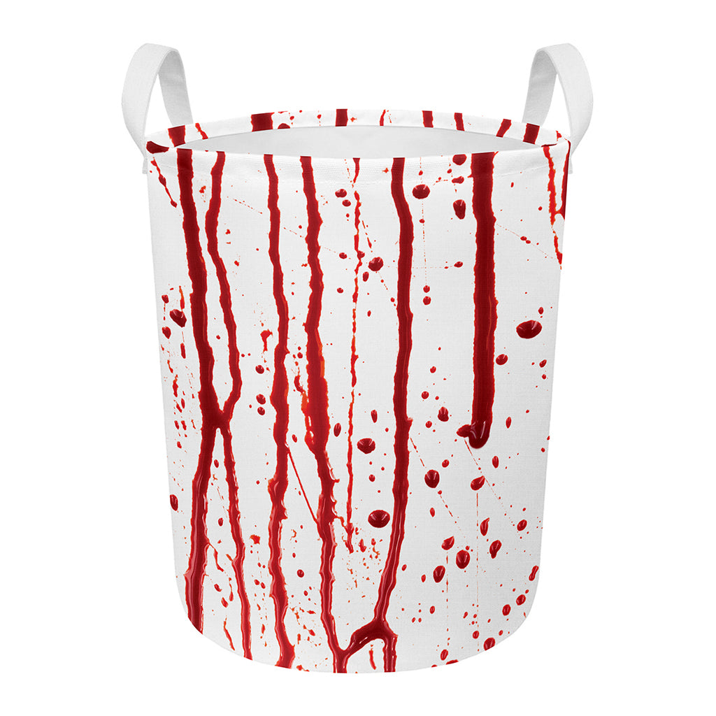 Flowing Red Blood Print Round Laundry Basket