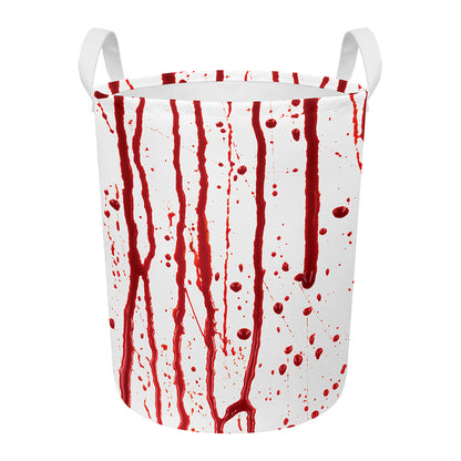 Flowing Red Blood Print Round Laundry Basket