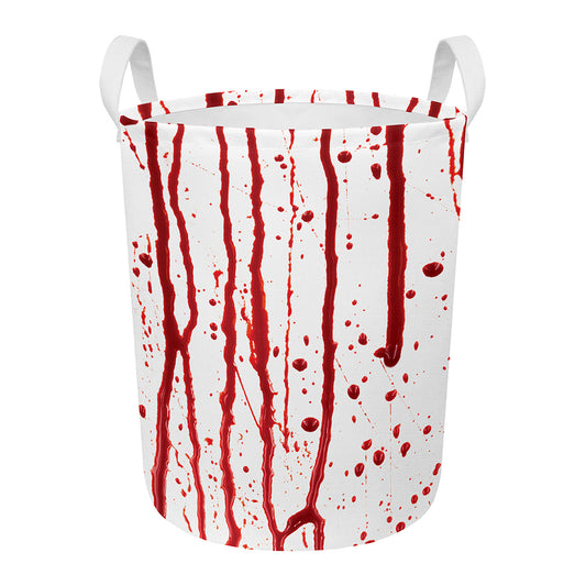 Flowing Red Blood Print Round Laundry Basket