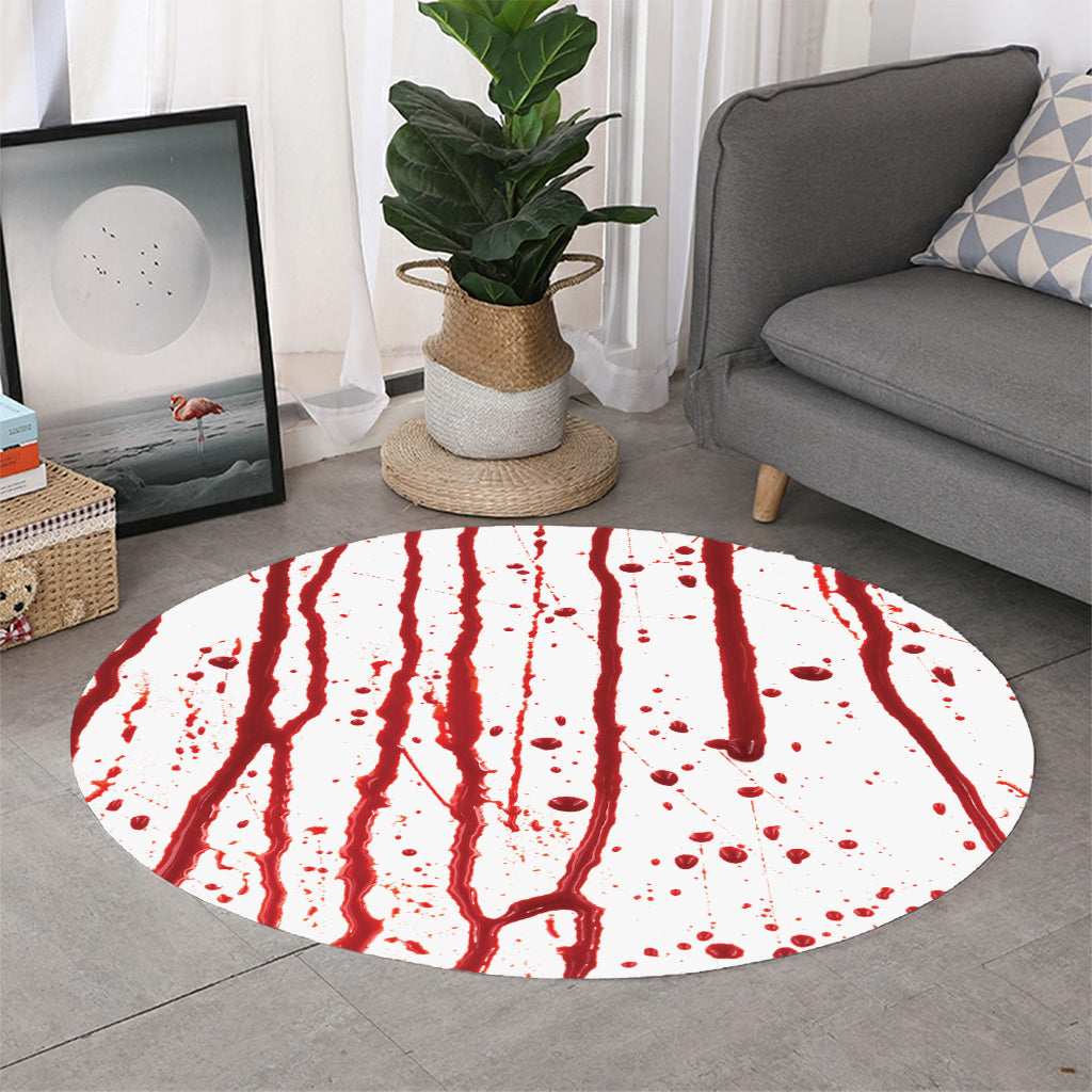 Flowing Red Blood Print Round Rug