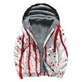 Flowing Red Blood Print Sherpa Lined Zip Up Hoodie