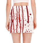 Flowing Red Blood Print Side Slit Mini Skirt