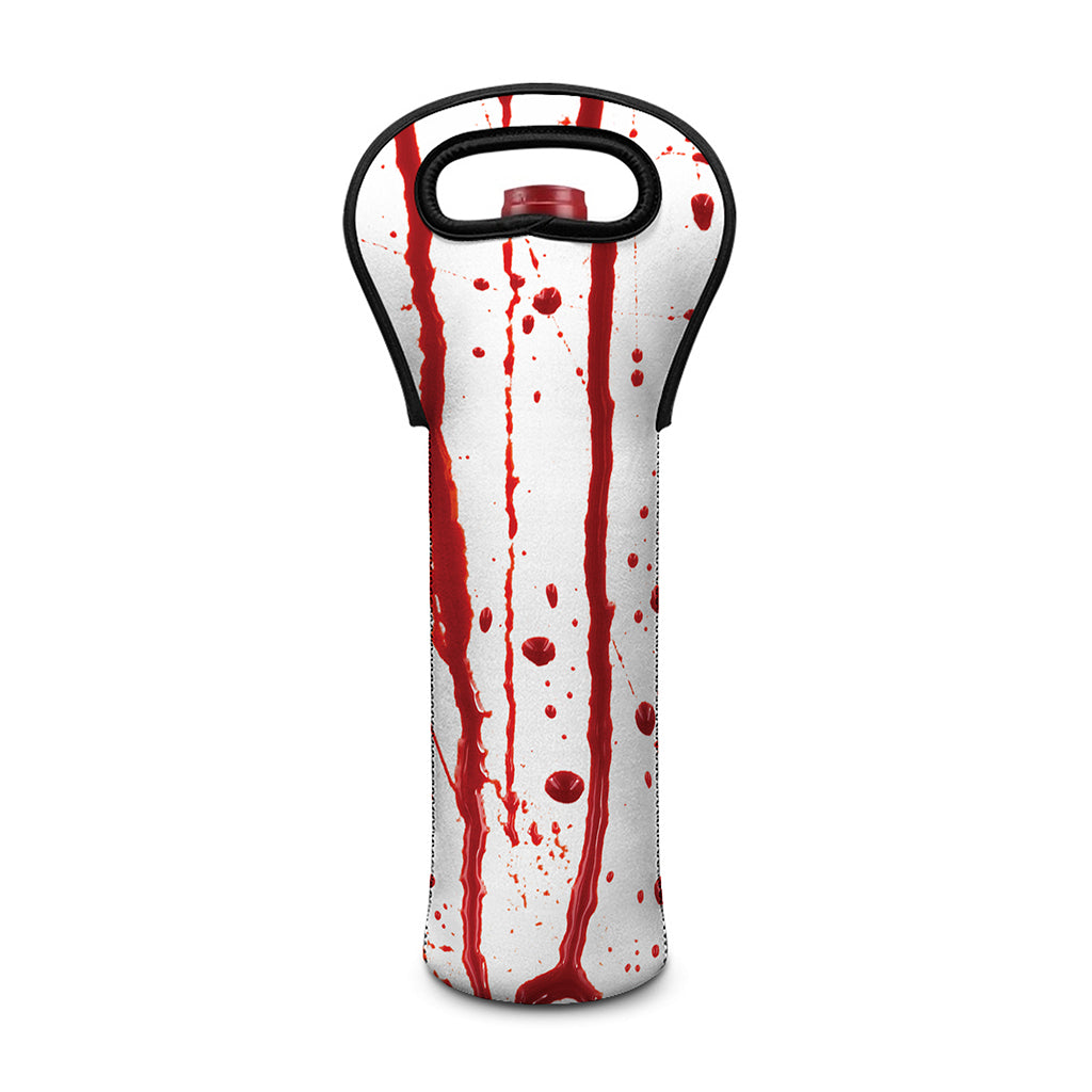 Flowing Red Blood Print Single Neoprene Wine Tote