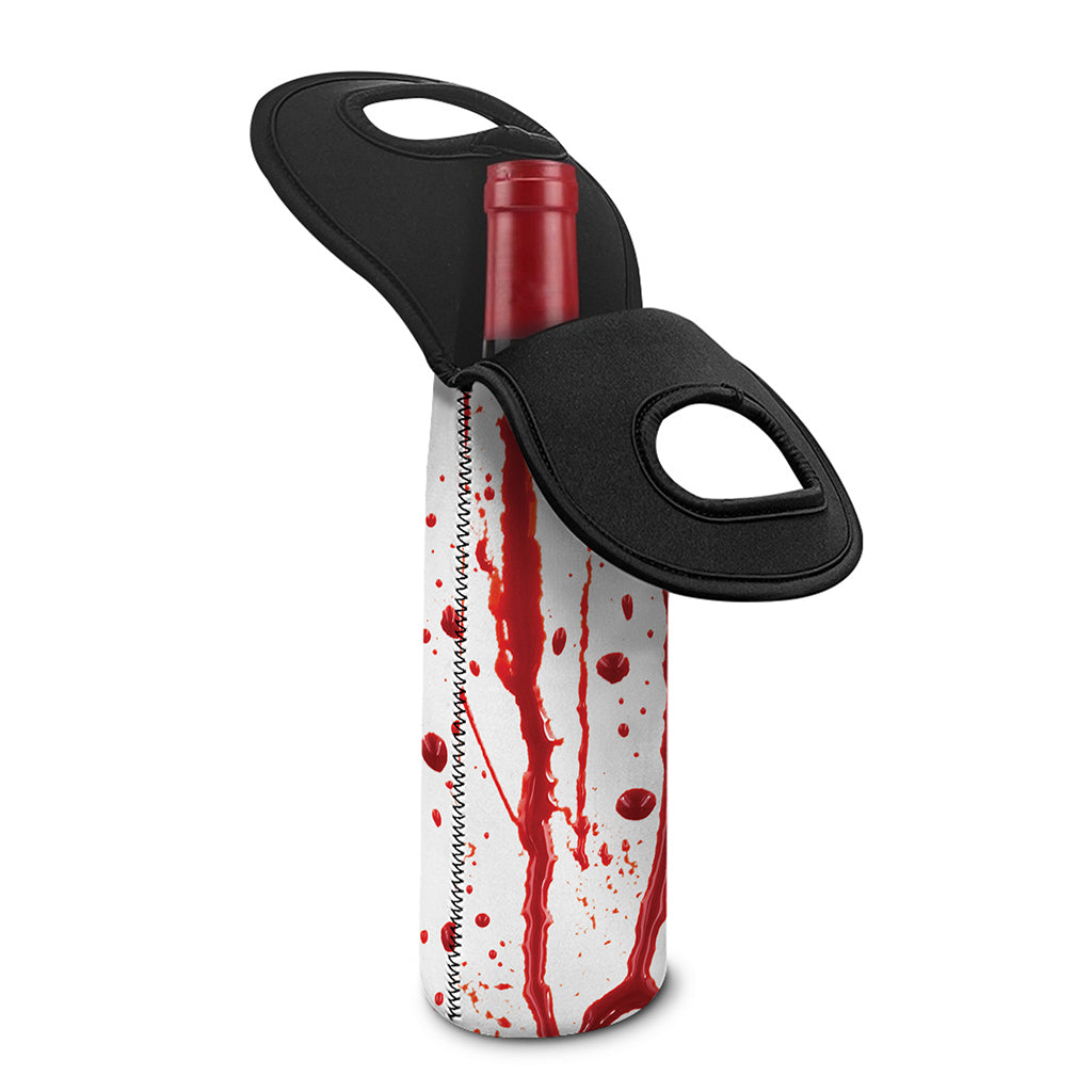 Flowing Red Blood Print Single Neoprene Wine Tote