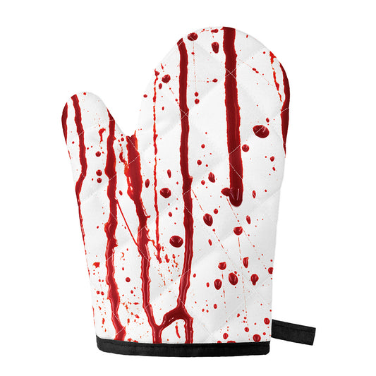 Flowing Red Blood Print Single Oven Mitt
