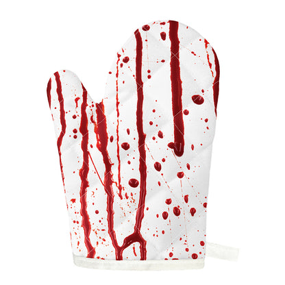 Flowing Red Blood Print Single Oven Mitt