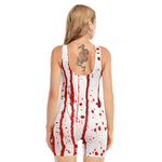 Flowing Red Blood Print Sleeveless One Piece Swimsuit