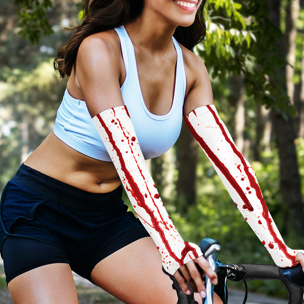 Flowing Red Blood Print Sun Protection Arm Sleeves