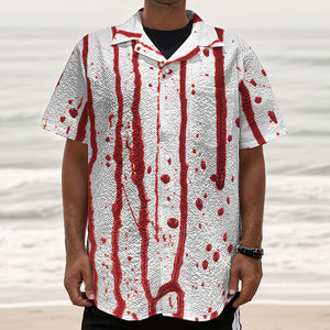 Flowing Red Blood Print Textured Short Sleeve Shirt