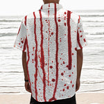 Flowing Red Blood Print Textured Short Sleeve Shirt