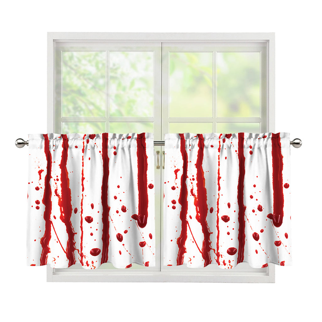 Flowing Red Blood Print Tier Curtains