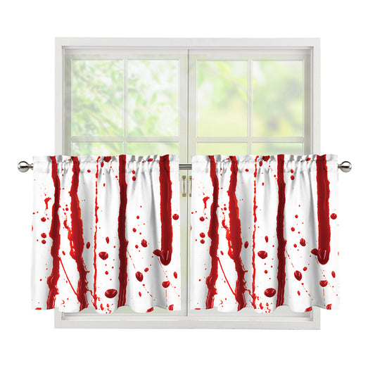 Flowing Red Blood Print Tier Curtains