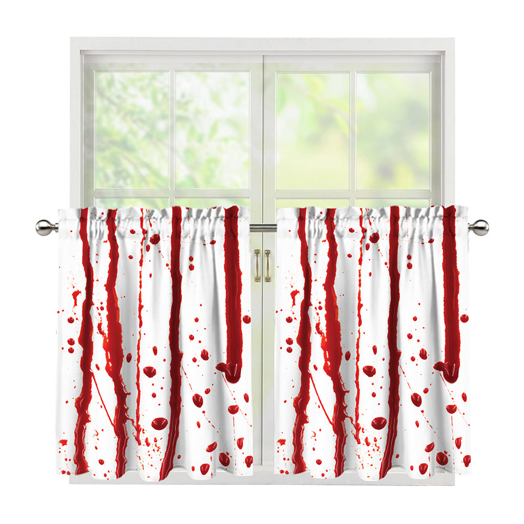 Flowing Red Blood Print Tier Curtains