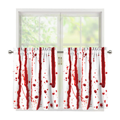 Flowing Red Blood Print Tier Curtains
