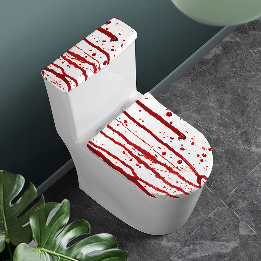 Flowing Red Blood Print Toilet Lid And Tank Cover Set