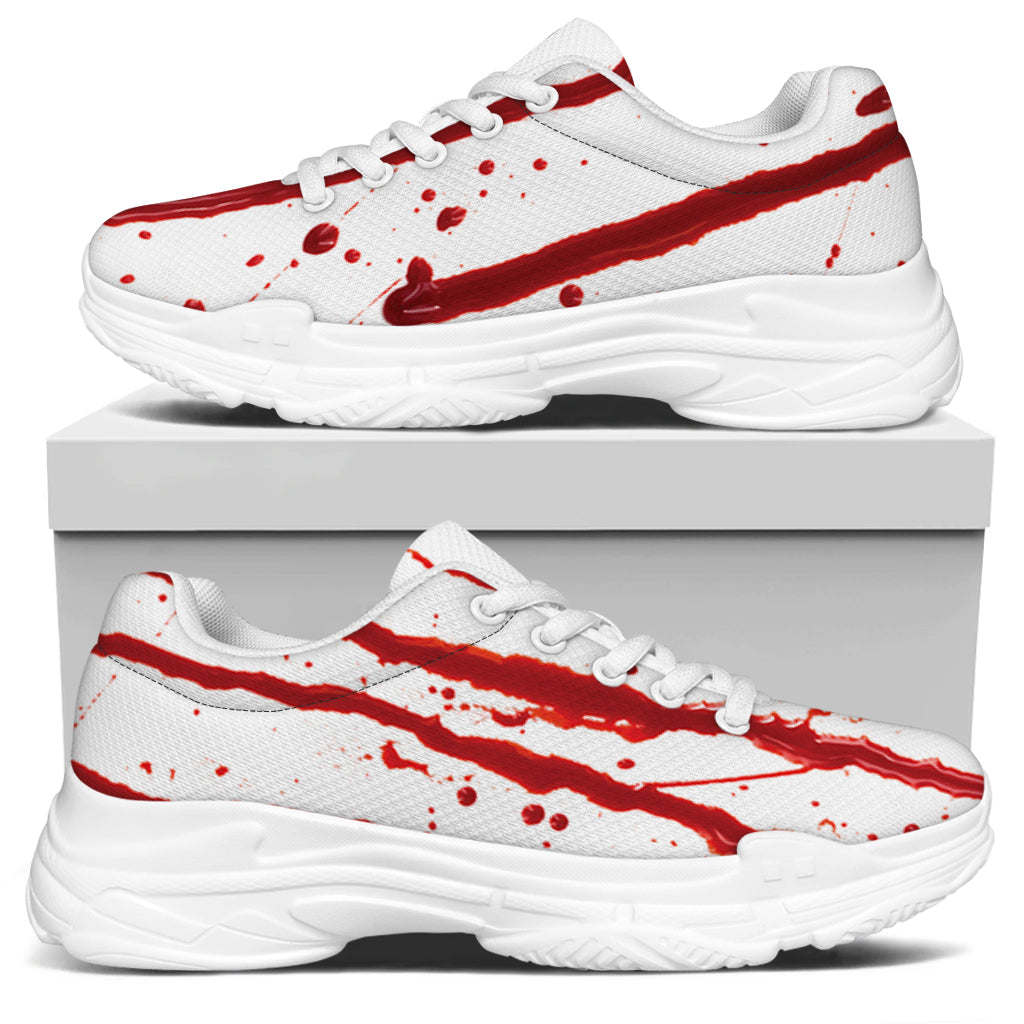 Flowing Red Blood Print White Chunky Shoes