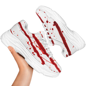 Flowing Red Blood Print White Chunky Shoes