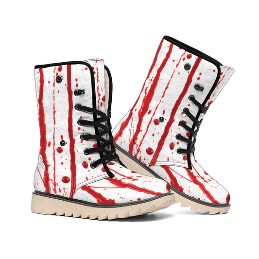 Flowing Red Blood Print Winter Boots