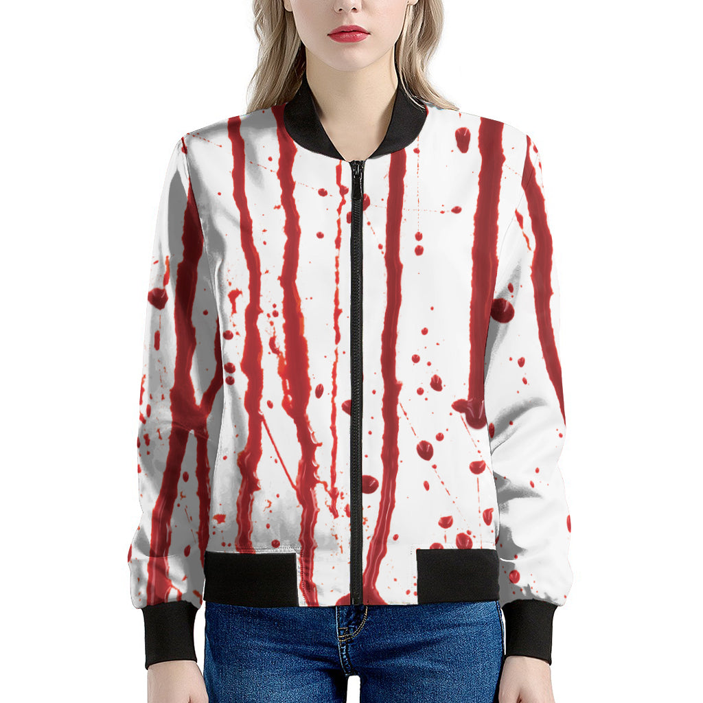 Flowing Red Blood Print Women's Bomber Jacket